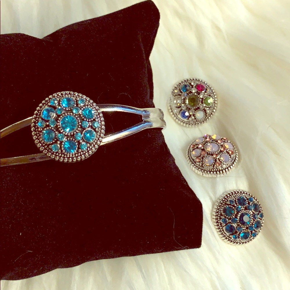 BRACELET WITH 4 INTERCHANGEABLE JEWEL 💎 INSERTS - Picture 1 of 8
